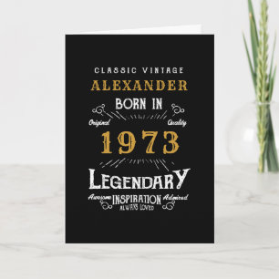 Personlig 50:e födelsedagen Born 1973 Vintage svar Kort
