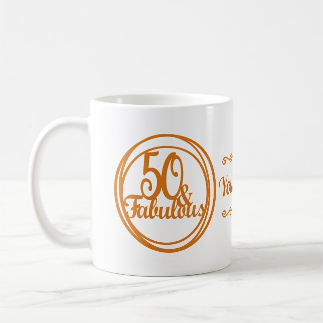 Personlig 50:e födelsedagen: Fabulous Coffee Mugg (Vänster)