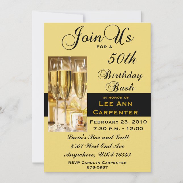 Personlig 50:e Födelsedagsfest inbjudan (Framsida)