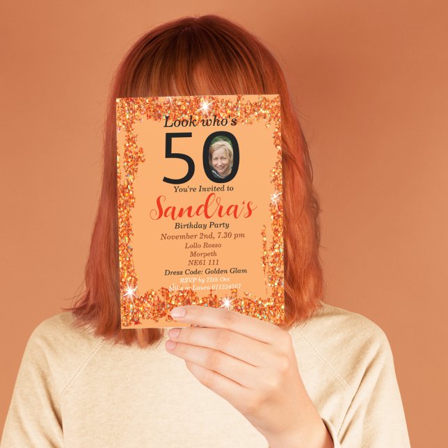 Personlig 50:e födelsedagsfest inbjudan glamor (Skapare uppladdad)