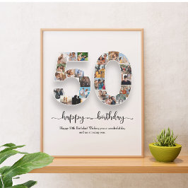 Personlig 50:e födelsedagsfotokollage Poster