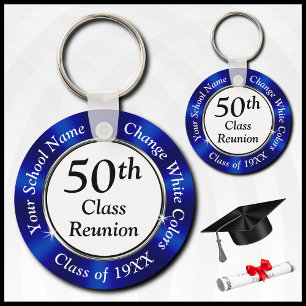 Personlig 50:e klass Reunion Souvenirs, blå Nyckelring