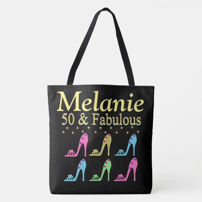PERSONLIG 50 & FABULÖS SHOE QUEEN TOTE BAG TYGKASSE (Framsida)