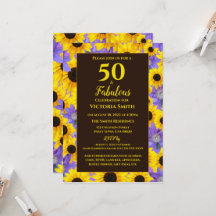 Personlig 50 & Fabulous Gult & Lila Blommigt