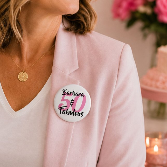 Personlig 50 & Fantastisk Födelsedagsbutton Nål (Skapare uppladdad)