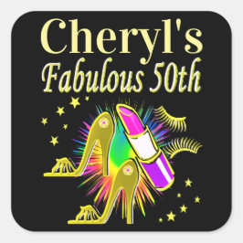 PERSONLIG 50 OCH FABULÖS DIVA FYRKANTIGT KLISTERMÄRKE