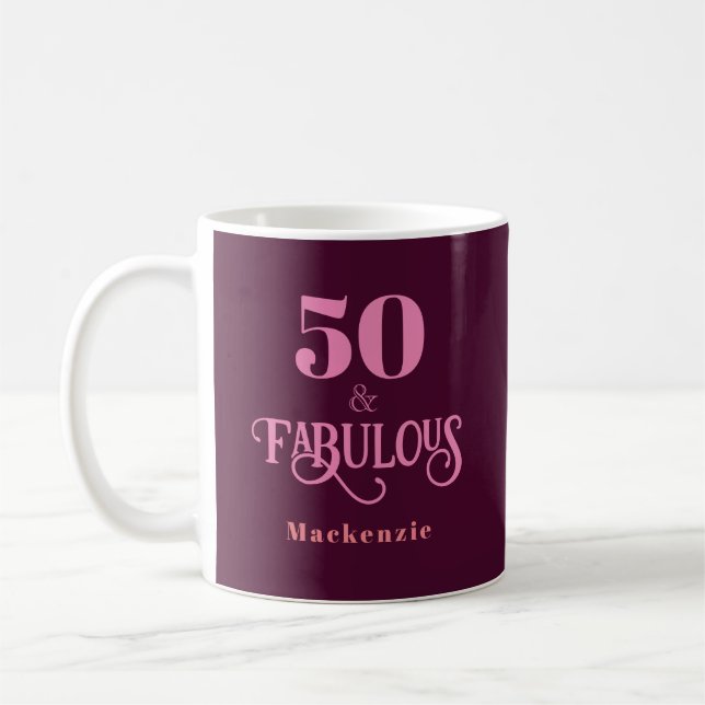 Personlig 50 och Fabulous Burgundy Kaffemugg (Vänster)