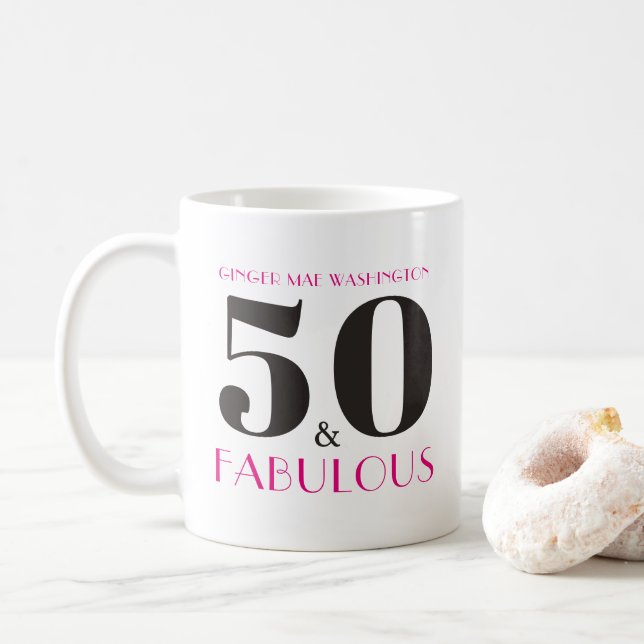 Personlig 50 och Fabulous Födelsedagsfest Mugg (Med munk)