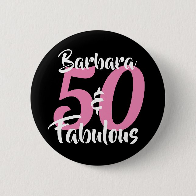 Personlig 50 och fantastisk anpassad rosa knapp (Framsida)