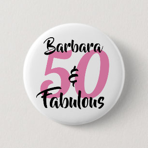 Personlig 50 och fantastisk anpassad rosa knapp