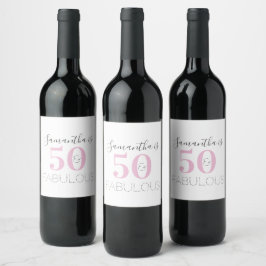 Personlig 50 och fantastisk modern Rosa-födelsedag Vinflaska Etikett
