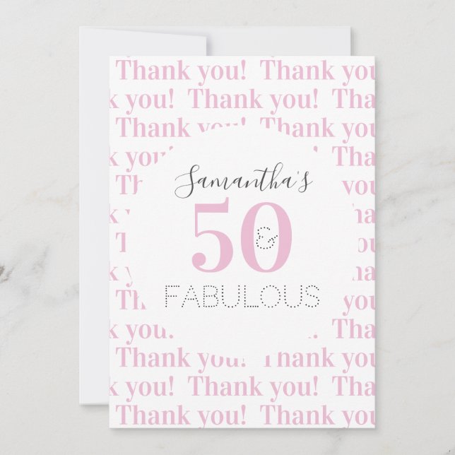Personlig 50 och fantastisk modern Rosa Tack Kort (Framsida)