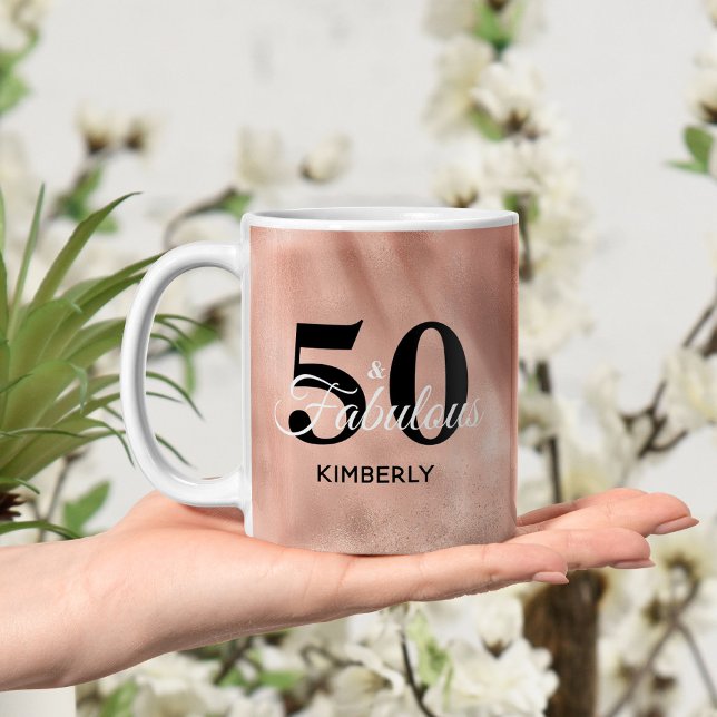 Personlig 50 och födelsedag i Fabulous Ro Guld Kaffemugg (Skapare uppladdad)