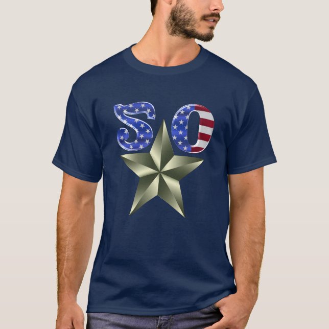 Personlig 50 Stars Americana T-Shirt (Framsida)