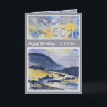 Personlig 50th Mountain Scenia Birthday Card Kort<br><div class="desc">50:e födelsedagshälsningskort. Fullständigt anpassade Namn och ålder.  Alla kärlek den här personliga beröringen!</div>