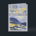 Personlig 50th Mountain Scenia Birthday Card Kort<br><div class="desc">50:e födelsedagshälsningskort. Fullständigt anpassade Namn och ålder.  Alla kärlek den här personliga beröringen!</div>