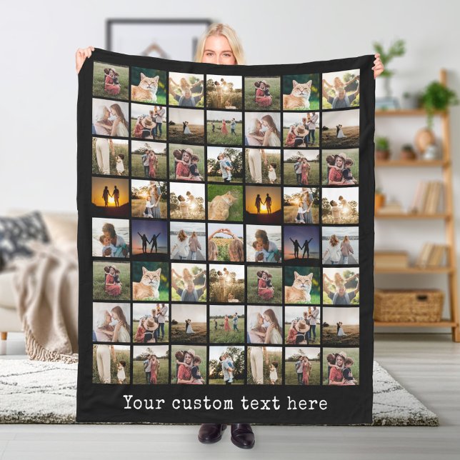 Personlig 56 Fotokollage Fleecefilt (Personalized 56 Photo Collage Fleece Blanket)