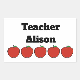 Personlig 5 Apple Teacher Stickers Rektangulärt Klistermärke