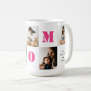 Personlig 5 bilder MOM Rosa Hjarta Kaffemugg