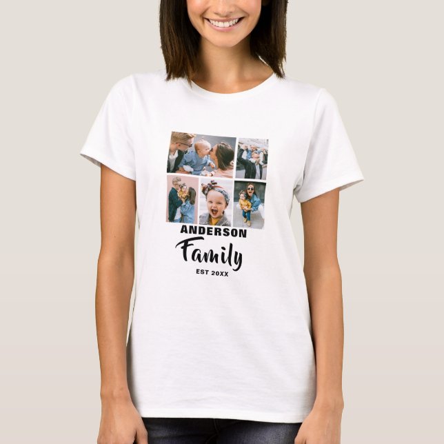 Personlig | 5 Foto | Familj T Shirt (Framsida)