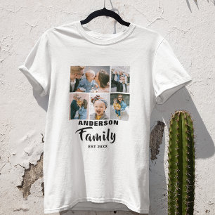 Personlig 5 Foto Familj T Shirt