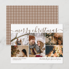 Personlig 5-foto God Jul Högtidskort Vykort