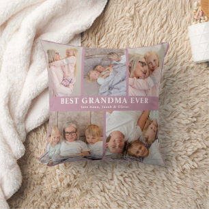 Personlig 5 Photo Best Grandma Now Dusty Ro Kudde