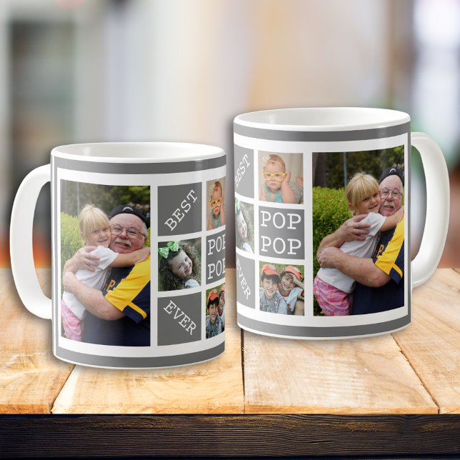 Personlig 5 Photo Collage Best POP POP någonsin Kaffemugg (Personalized 5 Photo Collage Best Pop Pop Ever Coffee Mug
)