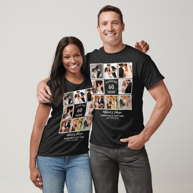 Personlig 60 år Årsdag 8 Fotokollage T Shirt (Unisex)
