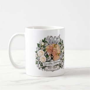 Personlig 60-års bröllopsjubileumsfoto kaffemugg