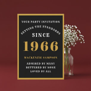 Personlig 60-årsdag 1966 Elegant svart guld Inbjudningar
