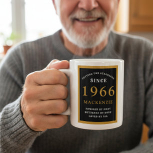 Personlig 60-årsdag 1966 Elegant svart guld Kaffemugg