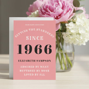 Personlig 60-årsdag 1966 Lägg till ditt namn Rosa Inbjudningar