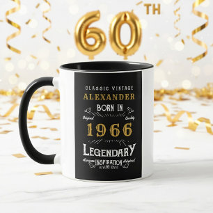 Personlig 60-årsdag Födelsedag 1966 Vintage Svart Mugg