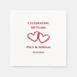 Personlig 60-årsdagen Rosa Blommigt Heart Pappersservett