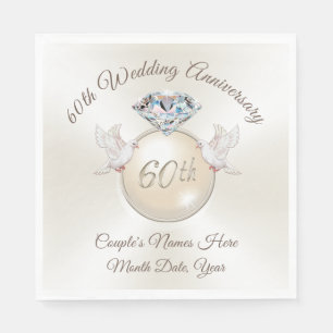 Personlig 60-årsjubileum Diamond Napkins Pappersservett