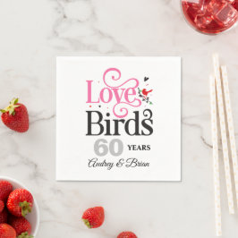 Personlig 60-årsjubileum Love Birds Pappersservett
