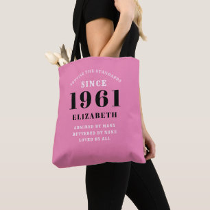 Personlig 60:e födelsedag 1961 Elegantens Rosa i C Tygkasse