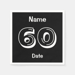 Personlig 60:e födelsedag Svarta Party Napkins Pappersservett