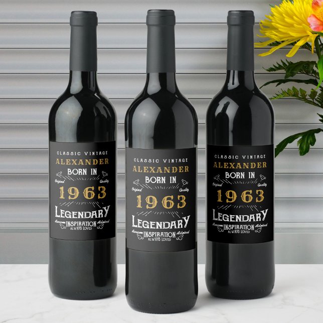 Personlig 60:e födelsedagen 1963 Lägg till Namn Le Vinflaska Etikett (Skapare uppladdad)