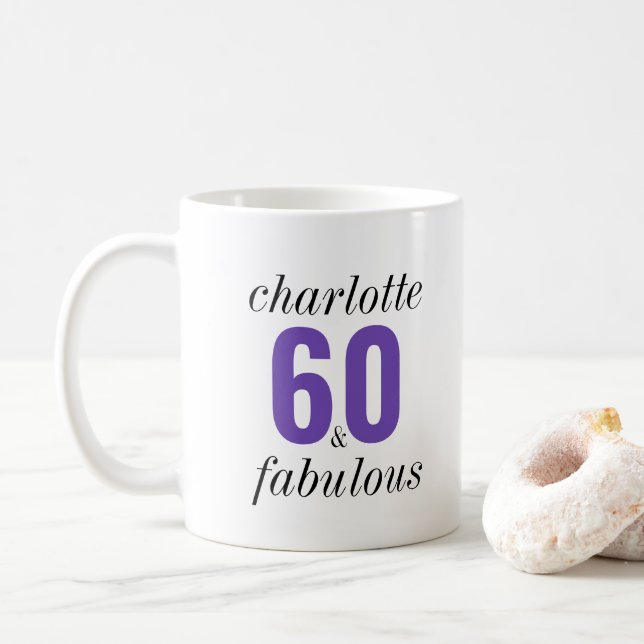 Personlig 60 och Fabulous 60:e födelsedagsgåva Kaffemugg (Med munk)
