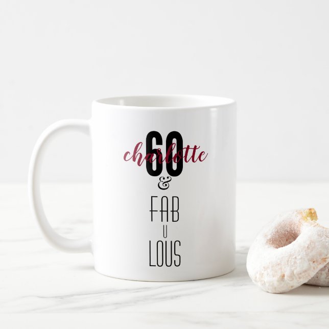 Personlig 60 och Fabulous 60:e födelsedagsgåva Kaffemugg (Med munk)