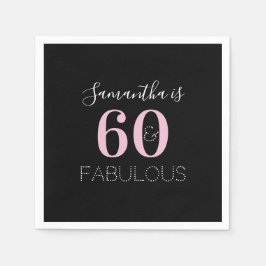Personlig 60 och fantastisk svart Rosa födelsedag Pappersservett