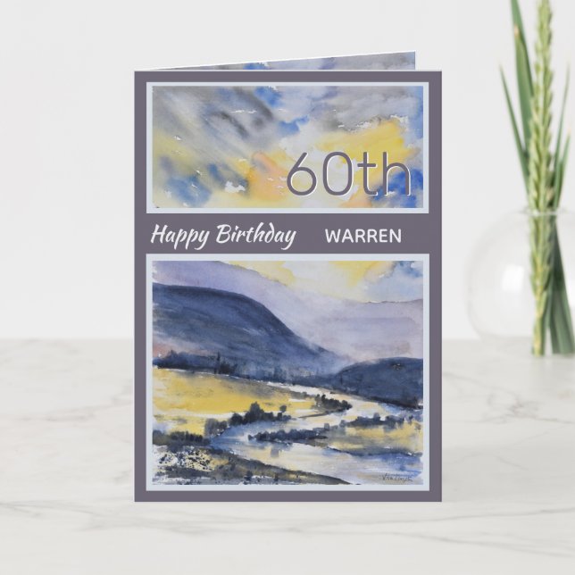 Personlig 60th Mountain Scenia Birthday Card Kort (Framsida)