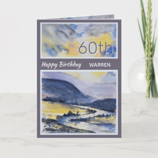 Personlig 60th Mountain Scenia Birthday Card Kort