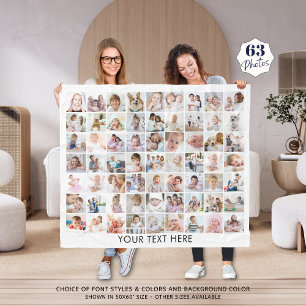 Personlig 63 Fotokollage Färg Fleecefilt