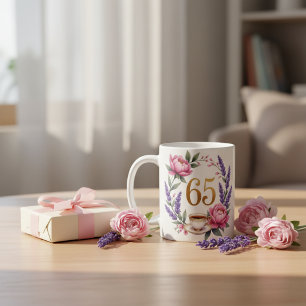 Personlig 65-års födelsedag Mormor Elegant Blommig Kaffemugg
