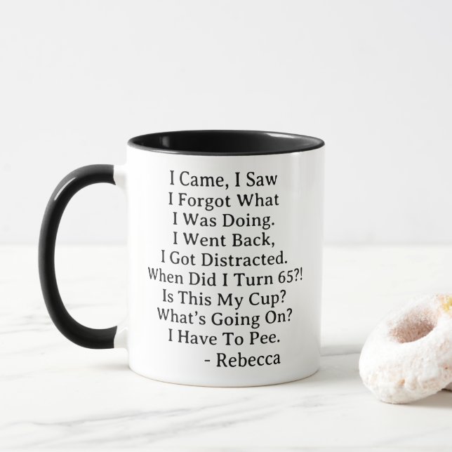 Personlig 65-årsfirande kaffemugg (Med munk)