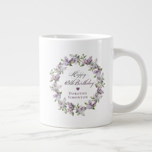 Personlig 65e Birthday Gift Lila Lilac Jumbo Mugg (Höger)