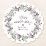 Personlig 65e Lila Lilac Flower Underlägg Papper<br><div class="desc">Lägg till en speciell beröring till din party-dekoration med dessa personlig pappra underlägg. Det tar bara några minuter att lägga till ett namn. Den mjuka vattenfärgade lilac-andean är perfekt för en vår-födelsedag eller en kvinna som bara kärlek lilacs. Kammustiken är elegant och sofistikerad och matchar födelsedagsinbjudan. Denna punkt ingår i...</div>